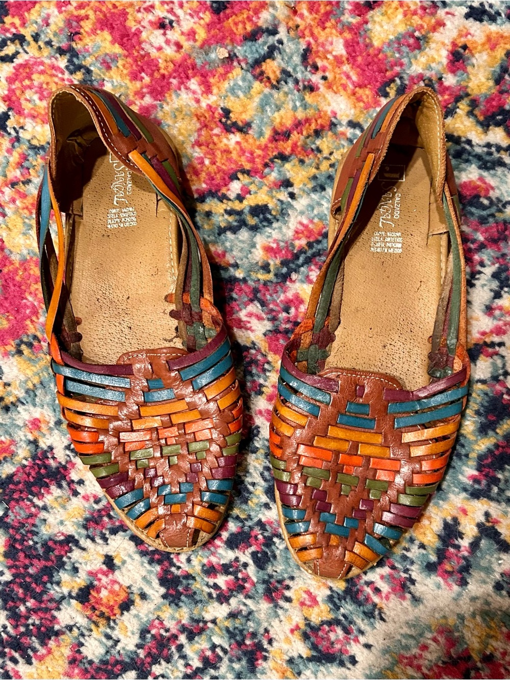 Rainbow Leather Huarache Flats
